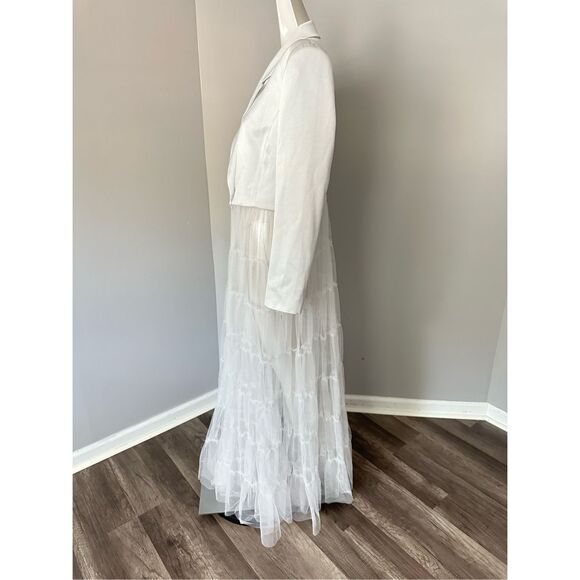 Alice + Olivia Everly Tiered Tulle Maxi Blazer Medium $795 - Picture 6 of 13